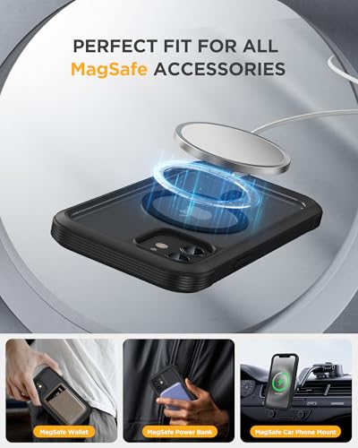 miracase Magnetic for iPhone 12 mini Case, [360 Full-Body Protection & Complete Camera Guard], Drop & Scratch-Resistant, Shockproof, Stylish Clear iPhone Case, iPhone 12 mini Cover, Black - color: Magnetic Classic Black, size: iPhone 12 Mini