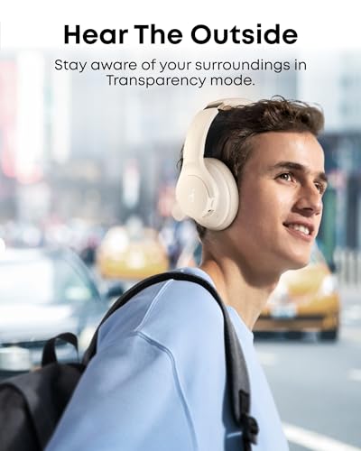 Soundcore by Anker Q20i Hybrid Active Noise Cancelling Headphones, White - color: Almond White