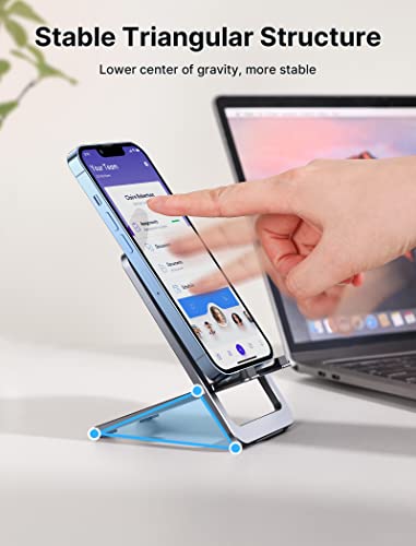 JSAUX Fold-Flat Cell Phone Stand, Adjustable Desk Holder-Gray - color: Grey, size: 1-PACK
