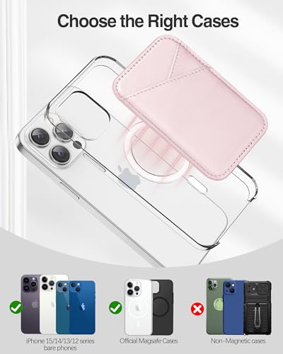 Miroddi for MagSafe Wallet, Ultra-Thin Magnetic Wallet with 2 Card Slots | RFID Blocking, No More Falling, Strongest Magnetic Card Holder for iPhone 17/16/15/14/13/12 Series & Pixel 10 Series, Pink - color: Pink