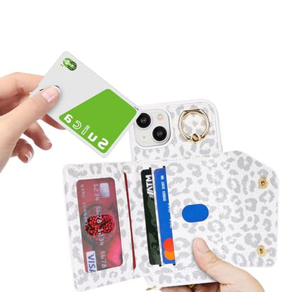 Lipvina Crossbody Wallet Case for iPhone 13,White Leopard - color: 03-White Leopard, size: iPhone 13 6.1"