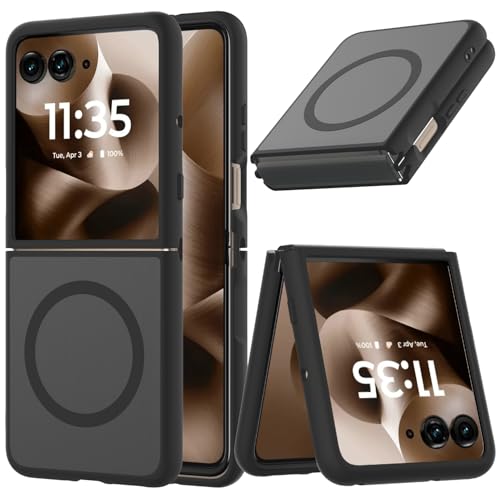 Case for Motorola Razr Ultra 2025/Razr Ultra 2026 Magnetic Cover Phone Case,Slim-Fit Hard PC Bumper Shockproof Silicone Protective Cases,Black - color: Magnetic Black-Motorola Razr Ultra 2025/2026