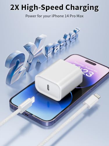 iPhone 14 13 Pro Max Charger Fast Charging,MFi Certified Apple ChargerBlock - color: White 10foot
