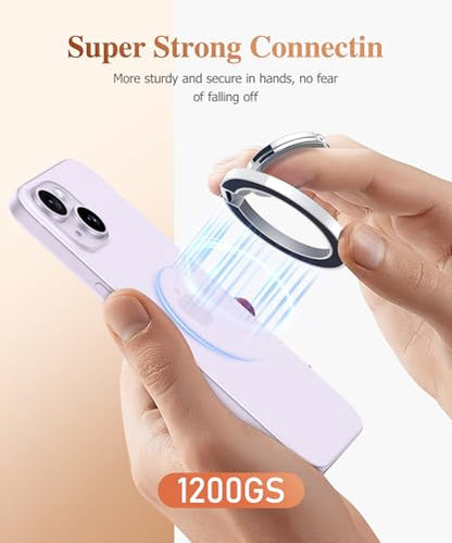 GVIEWIN Magnetic Phone Ring Holder, Compatible with MagSafe Phone Grip | Adjustable Stand, Magnet Phone Ring Kickstand, for iPhone 17/16/15/14/13/12 Pro Max Plus Air/Other Phones (Glitter/Purple) - color: Glitter/Purple