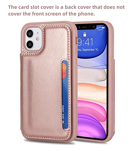 iCoverCase Compatible with iPhone 11 Case with Card Holder, Wallet Phone Case for Women Men RFID Blocking PU Leather Protective Case 6.1 Inch (Rose Gold) - color: Rose Gold