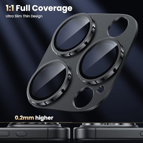 WSKEN for iPhone 16 Pro/iPhone 16 Pro Max Camera Lens Protector - Matte - color: Black Titanium