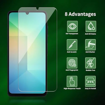 2 Pack for Samsung Galaxy A06 / SM-A065F Screen Protector, Tempered-Glass, Micro-curved Edges, Case Friendly, Bubble Free, HD Clear, Easy Installation - size: Galaxy A06