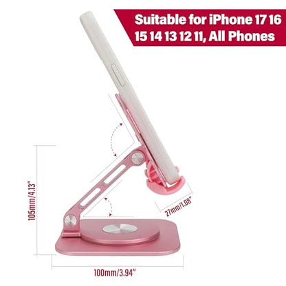 Butterfly Holder Fit for iPhone 17 16 15 14 13 12 11 Tablet iPad – Aluminum Alloy Folding Phone Kickstand with 360 Rotation, Desktop Home Stand Pink Stable Grip for All Smartphones Mobile Cell Phone
