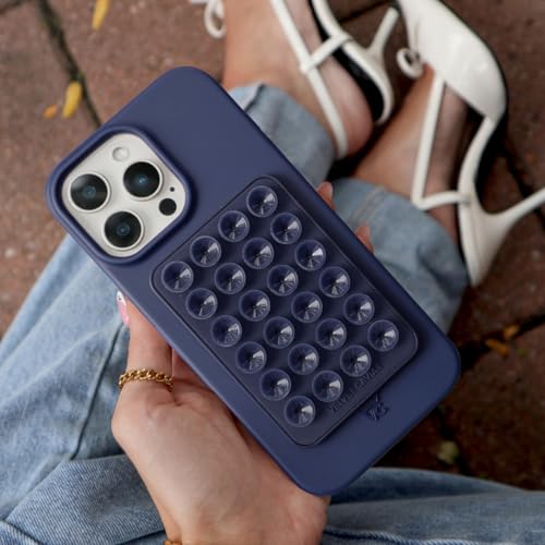 Velvet Caviar Suction Cup Phone Case Mount Compatible with MagSafe Devices Only - Magnetic Silicone Sticky Phone Grip Holder for iPhone Back of Phone - Mirror Gripper (Admiral Navy) - color: Admiral Navy