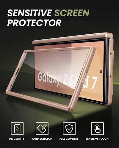 for Samsung Galaxy Z Fold 7 Case, Stand & Card Holder, Rose Gold - color: Rose Gold-Z