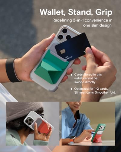MOFT Magnetic Wallet Stand Compatible with iPhone 17/16/15/14/13/12 Series, Angle Adjustment Magsafe Compatible MOVAS Phone Stand, Oz Green - color: Oz Green, size: Standard