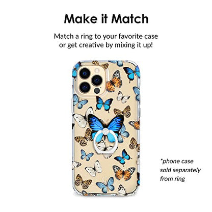 VELVET CAVIAR Cell Phone Ring Holder - Finger Ring & Stand - Improves Phone Grip Compatible with iPhone, Galaxy, Most Smartphones (Blue Butterfly) - color: Blue Butterfly