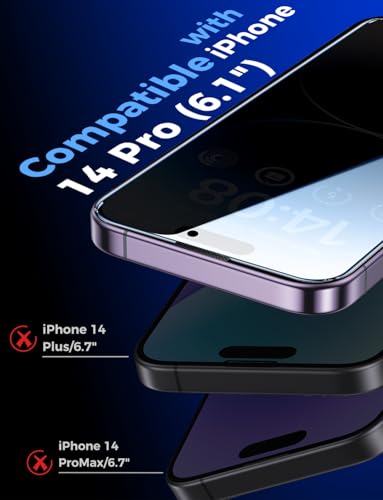 MAGIC JOHN Privacy for iPhone 14 Pro Screen Protector, Easy Install