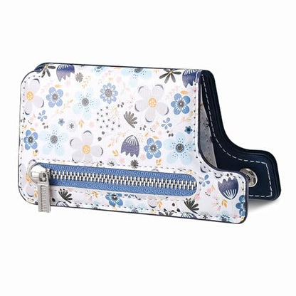 Stick on Wallet for Phone Case, Credit Adhesive Card Holder for Back of Phone Cases Flip Leather Zipper Flower Wallet Sleeve Compatible with iPhone, Samsung Galaxy Most Smartphones Blue - color: Flower Blue