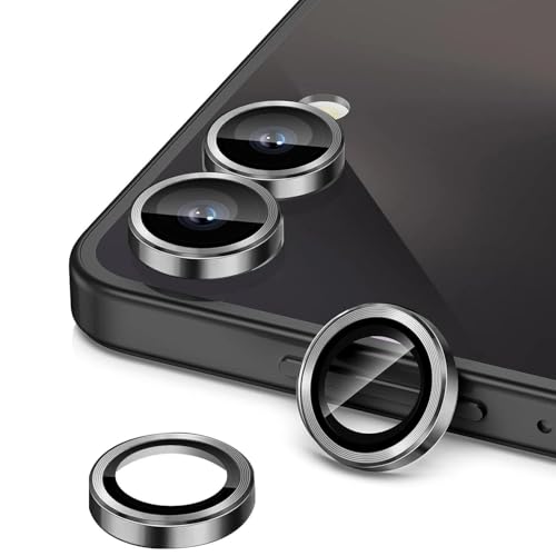 2-Pack Camera Lens Protectors for Galaxy Z Flip7, Scratch-Resistant HD Clarity Ultra-Thin Tempered Glass Camera Cover with Aluminum Edging,Individual Metal Lens Cover, Black - color: Black