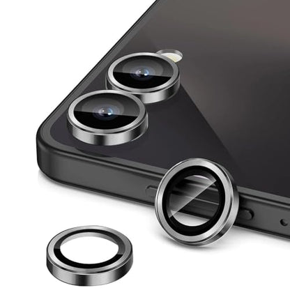 2-Pack Camera Lens Protectors for Galaxy Z Flip7, Scratch-Resistant HD Clarity Ultra-Thin Tempered Glass Camera Cover with Aluminum Edging,Individual Metal Lens Cover, Black - color: Black
