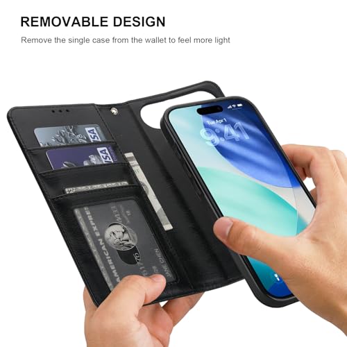 Bocasal Detachable Wallet Case Card Holder for iPhone 17 Air, Black - color: Black