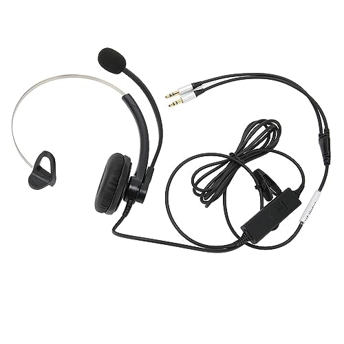 Single-Ear Wired Headset with Noise Cancelling for HD Crystal Clear Calls in Call Center Office (Dual 3.5mm Interface) - size: Duale 3,5-mm-Schnittstelle