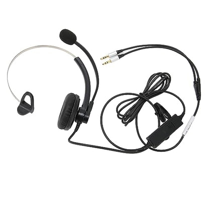 Single-Ear Wired Headset with Noise Cancelling for HD Crystal Clear Calls in Call Center Office (Dual 3.5mm Interface) - size: Duale 3,5-mm-Schnittstelle