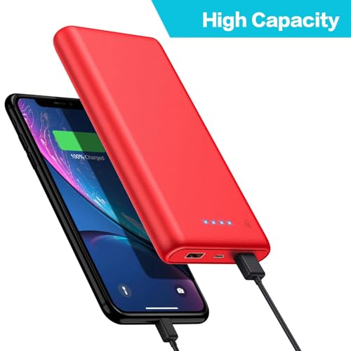 Portable Charger Power Bank 26800mah,Ultra-High Capacity Safer External Cell Phone Battery Pack,2 USB Output High Speed Charging Power bank Compatible with iPhone 17 16 15 14 13 Samsung Android LG-Red - color: Red