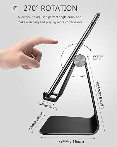CreaDream Aluminum Cell Phone Stand, Adjustable Phone Holder for Desk - color: Black