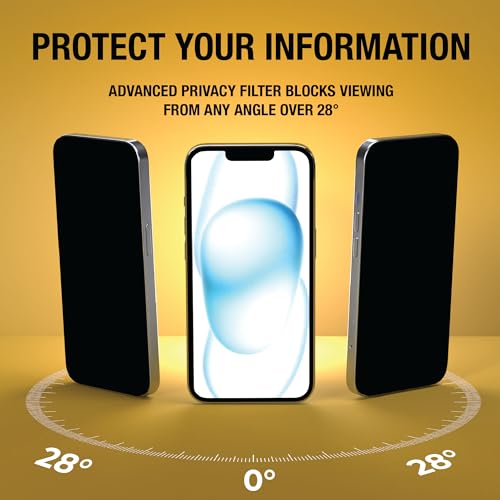 DEWALT Heavy Duty 2Pack Privacy Screen Protector for iPhone 15 - size: iPhone 15