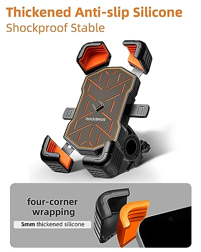 ROCKBROS Bike Phone Holder, Quick Release Handlebar Mount 360° Rotation - color: Black