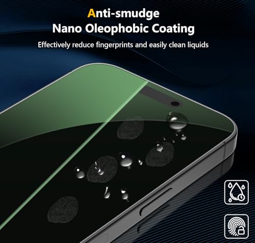 [3 Pack] for iPhone 15/15 Pro Green Privacy Screen Protector - size: iPhone 15 Pro