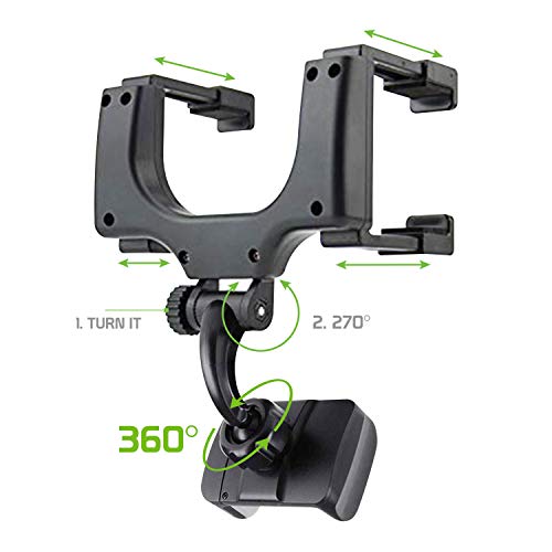 Cellet Vehicle Rear View Mirror Phone Holder Mount Universal Smartphone Cradle Compatible to Apple iPhone, Samsung Galaxy Smartphones, Google Pixel, Moto, Google Map GPS Navigation, Dash Cam Mount - style: Style 4