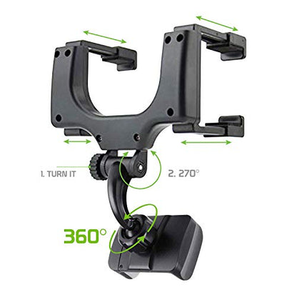 Cellet Vehicle Rear View Mirror Phone Holder Mount Universal Smartphone Cradle Compatible to Apple iPhone, Samsung Galaxy Smartphones, Google Pixel, Moto, Google Map GPS Navigation, Dash Cam Mount - style: Style 4