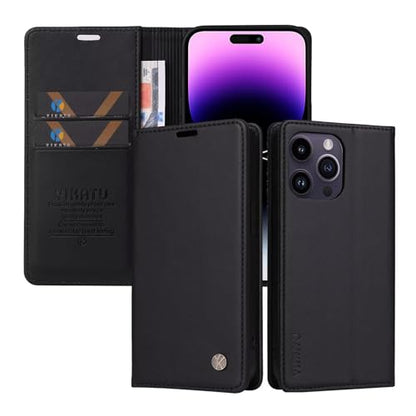 Caseurban Compatible with iPhone 15 Pro Max Wallet Case PU Leather Flip Folio Case with Card Holder Magnetic Closure Shockproof Protective Phone Cover Black - color: Black, size: iPhone 15 Pro Max
