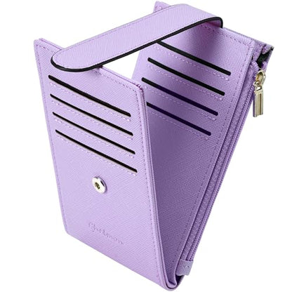 Chelmon Women's RFID Slim Card Holder Wallet | Thin Bifold Multi Card Case with Zipper Coin Pocket Purse for Women(Light Purple) - color: Light Purple