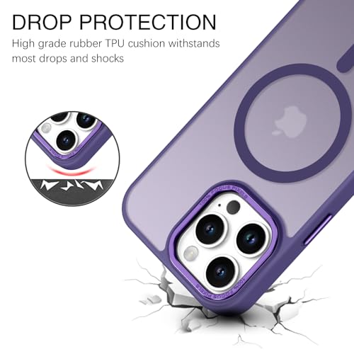 BENTOBEN Magnetic for iPhone 16 Pro Max Case,(Compatible with MagSafe) (Military Grade Drop Protection) Slim Translucent Matte Shockproof with Anti-Fingerprint Phone Case 6.9",Deep Purple - color: Deep Purple
