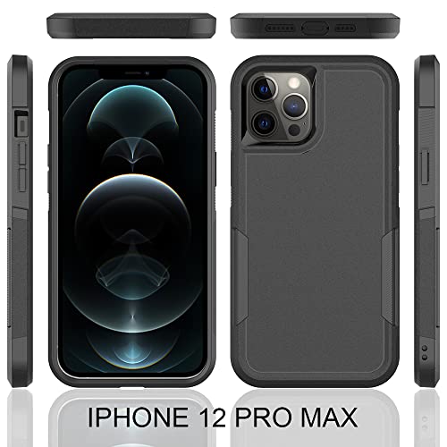 Heavy‑Duty Rugged Anti‑Drop Shockproof Protective Phone Case for iPhone 12 Pro Max, Durable Protective Shell, Black - color: Black, size: iPhone 12 Pro Max