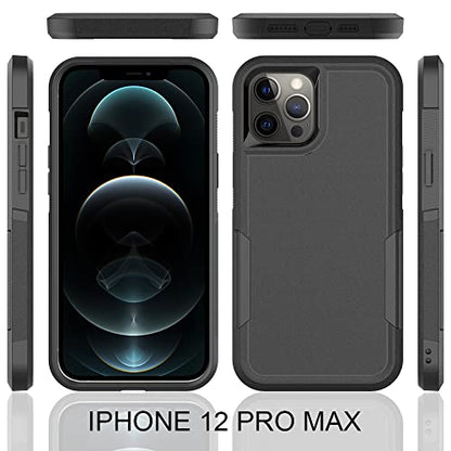 Heavy‑Duty Rugged Anti‑Drop Shockproof Protective Phone Case for iPhone 12 Pro Max, Durable Protective Shell, Black - color: Black, size: iPhone 12 Pro Max