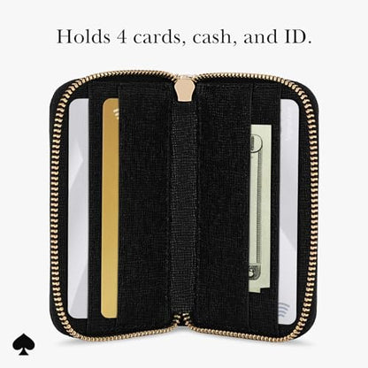 kate spade new york Devin Zip Magnetic Card Holder/Wallet - Black | Stylish Phone Wallet - Compatible w/MagSafe Phones & Cases -Detachable MagSafe Wallet for iPhone 17 Pro Max/16/15/14/Pixel 10 - color: Black-Devin Zip
