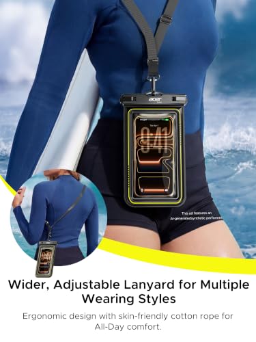 acer Floating Waterproof Phone Pouch, IPX8 Waterproof Phone Case 2 Pack | Cell-Foam & Sensitive Touch, Beach/Cruise/Kayak/Ship Essentials for iPhone 17/16/15 Pro Max, Galaxy S25 Ultra - 7"