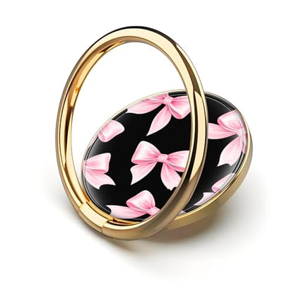 Cell Phone Ring Holder, Cute Metal Phone Grip Stand Finger Ring Kickstand, Flexible 360°Rotation Phone Tablet Case Accessories Compatible with Most Phones Pink Black Bowtie - color: Pink Black Bowtie