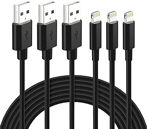 Lightning Cable MFi Certified - iPhone Charger 3Pack 3FT Lightning to USB A Charging Cable Cord Compatible with iPhone 14 13 12 SE 2020 11 Xs Max XR X 8 7 6S 6 Plus 5S iPad Pro iPod Airpods - Black - color: Black