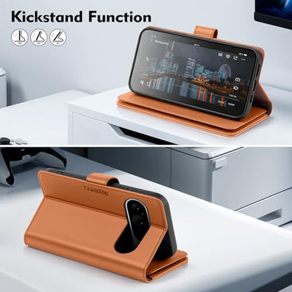 Shieldtop Compatible with Google Pixel 10 5G Wallet Case with Card Holder,Women Men RFID Blocking PU Leather Flip TPU Protective Cover Credit Card Slots,Phone Case for Pixel 10 Pro 6.3",Light Brown - color: Light Brown, size: Pixel 10 6.3"/10 Pro - 6.3"