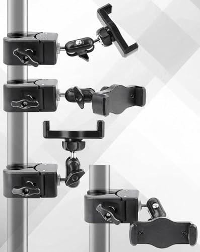 BILIONE Mic Stand Phone Holder Clamp on Treadmill, Bike, Stroller, Drum