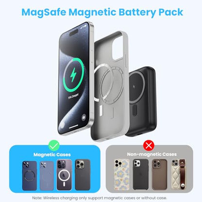 Magnetic Portable Charger for iPhone,10800mAh 25W PD Fast Charging Wireless Power Bank,4 Outputs Travel Essential Battery Pack for Magsafe,iPhone 18 Pro/18 Pro Max/17/16/15/14/13/12 Series,Apple Watch - color: Black