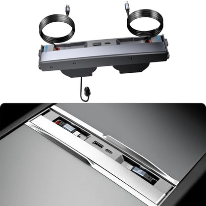 4-in-1 Phone Charger USB Hub Center Console Docking Station for Tesla - size: fits Model Y 2025-2026 & Model 3 2024-2026