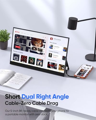 90 Degree USB4 Cable Short 5in Right Angle USB C Cable - size: 5.5IN