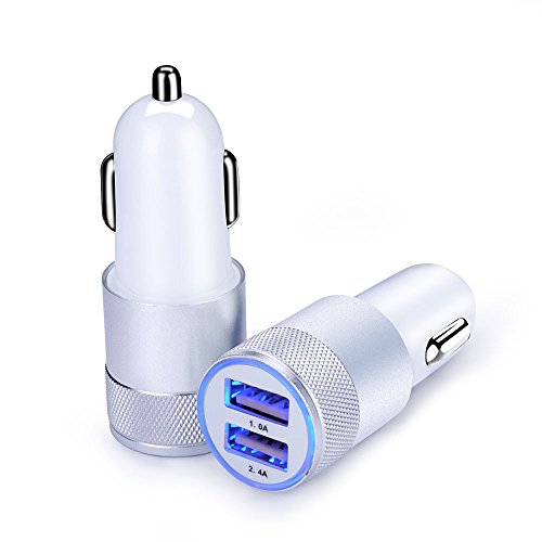 Car Charger,Sicodo 3.4A 2 Pack USB Smart Port Charger - color: Slive