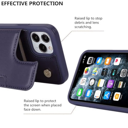 iCoverCase Compatible with iPhone 11 Pro Phone Case with Card Holder, Wallet Case for Women Men RFID Blocking PU Leather Protective Case 5.8 Inch (Dark Blue) - color: Dark Blue