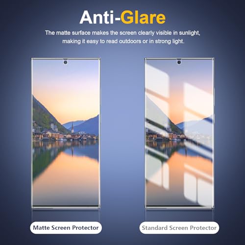 [2 Pack] 4 Way 360 ° Matte TPU Privacy Screen Protector for Samsung Galaxy S23 Ultra (Not Glass), Fingerprint Sensor Compatible, Anti-Glare Full Adhesive Flexible Film