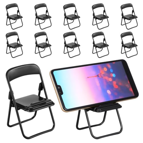 NOLITOY Mini Folding Chair Phone Holder Miniature Folding Chair Smartphone Desk Stand Dollhouse Furniture Model Foldable Decoration for Mini House Decor Photo Props 12 pcs 3.93 X 2.55 X 2.16 in