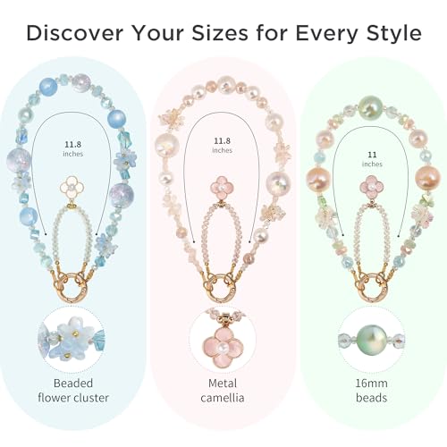 POSADINA Phone Charm for Women, Anti-Theft Phone Wrist Strap, Hands-Free & Detachable Cellphone Lanyard Chain with Tether Tab - color: Summer Sky