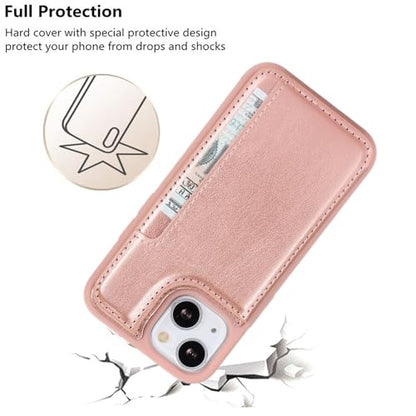 iCoverCase Compatible with iPhone 13 Mini Case with Card Holder, Wallet Phone Case for Women Men RFID Blocking PU Leather Protective Case 5.4 Inch (Rose Gold) - color: Rose Gold